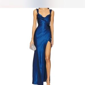 Runaway The Label Revolve Royal Blue Satin Maxi Dress